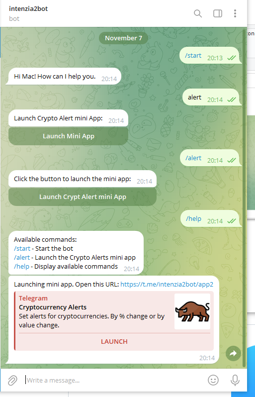 Diagram of Telegram Mini App and Bot Interaction